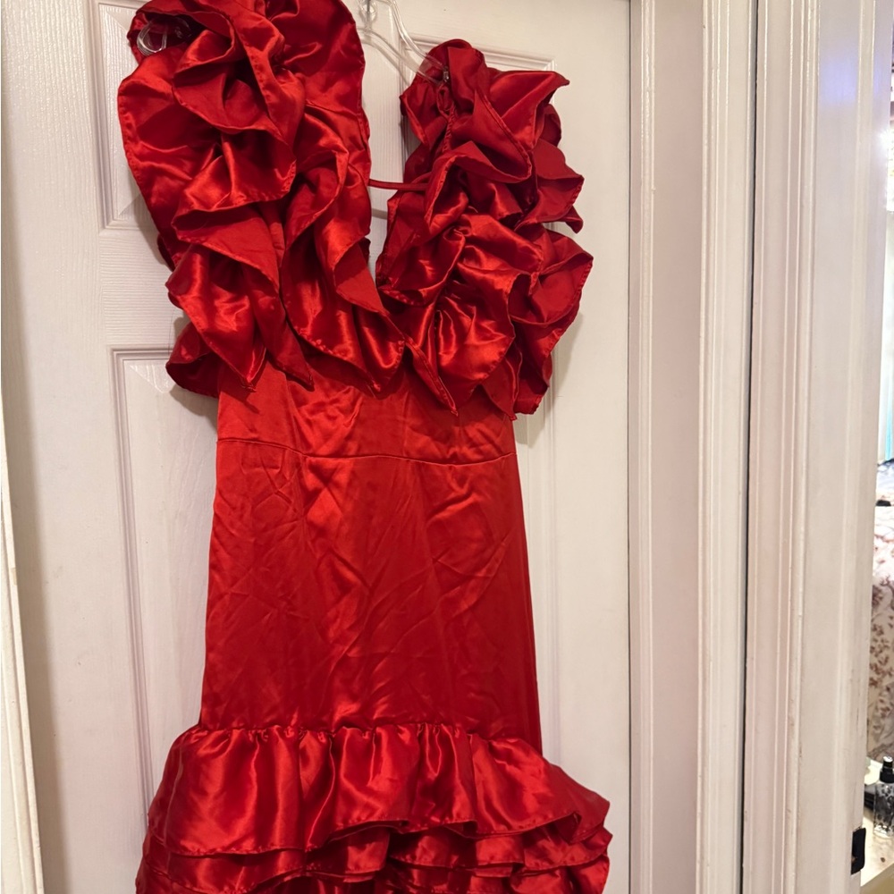 Fashion Nova Red Asymmetrical Dress - Picture 2 of 3
